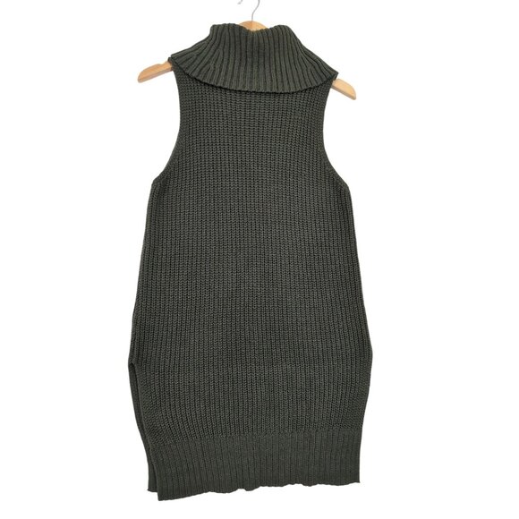 Anthropologie Moth Tunic Sweater Women S Green Turtleneck Sleeveless Minimalist - Picture 2 of 9
